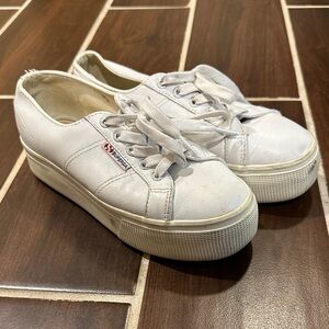 Superga Women's Classic White Platform Sneakers